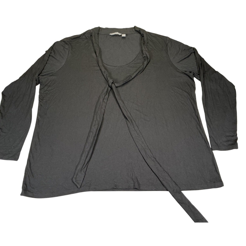 Lisa Rinna Collection‎ Women's 2X Black Tie Neck Long Sleeve Stretch Top Plus